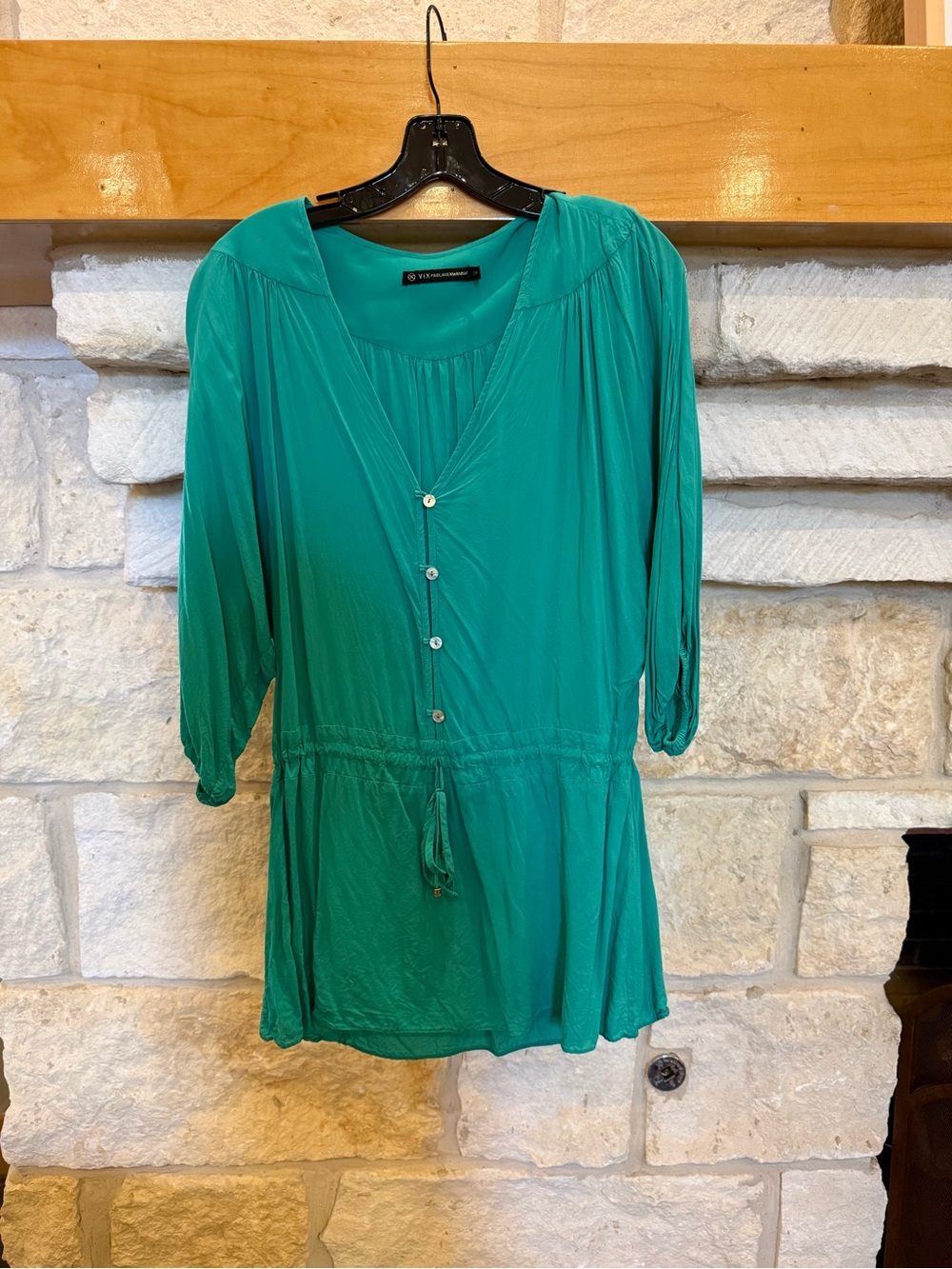 VIX Coverup with Drawstring Waist - Green, Size: S-P